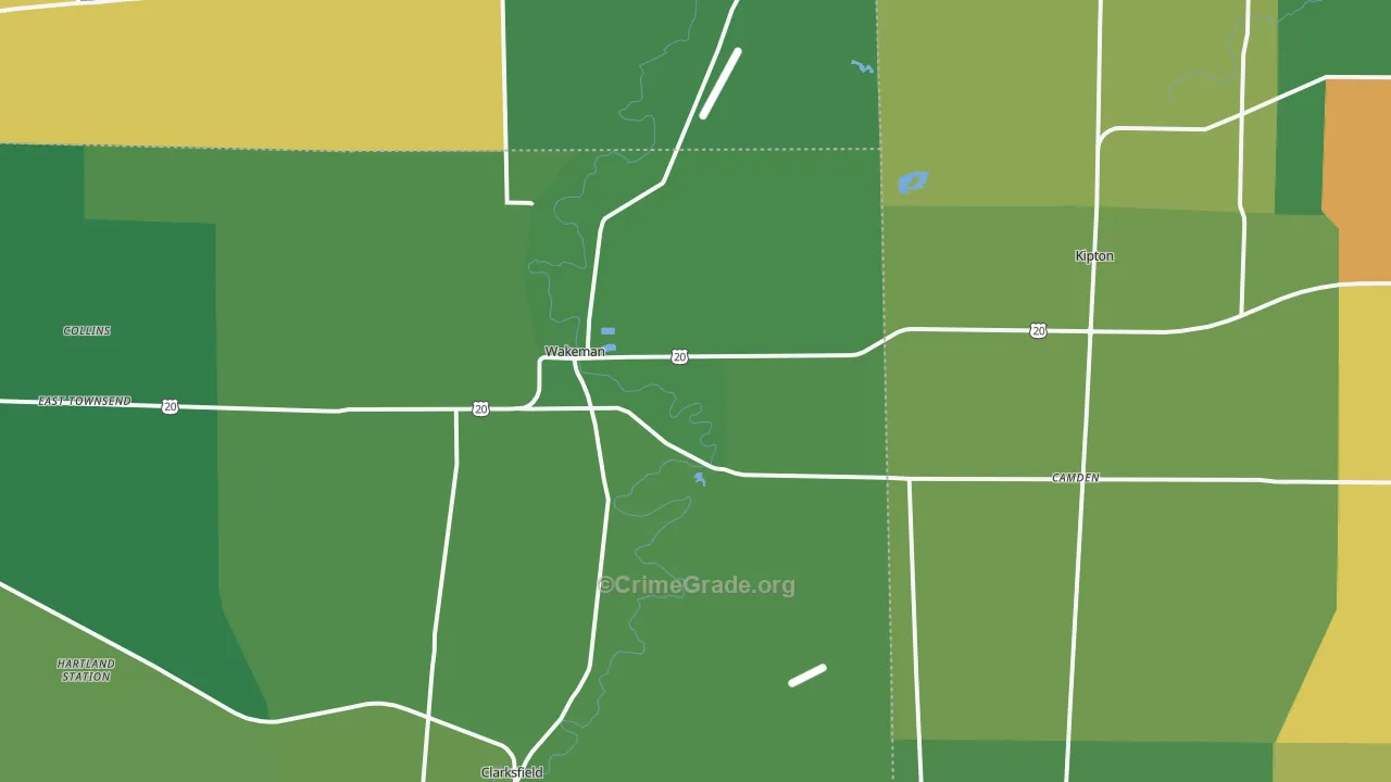 Wakeman, OH Map of Vandalism Rates