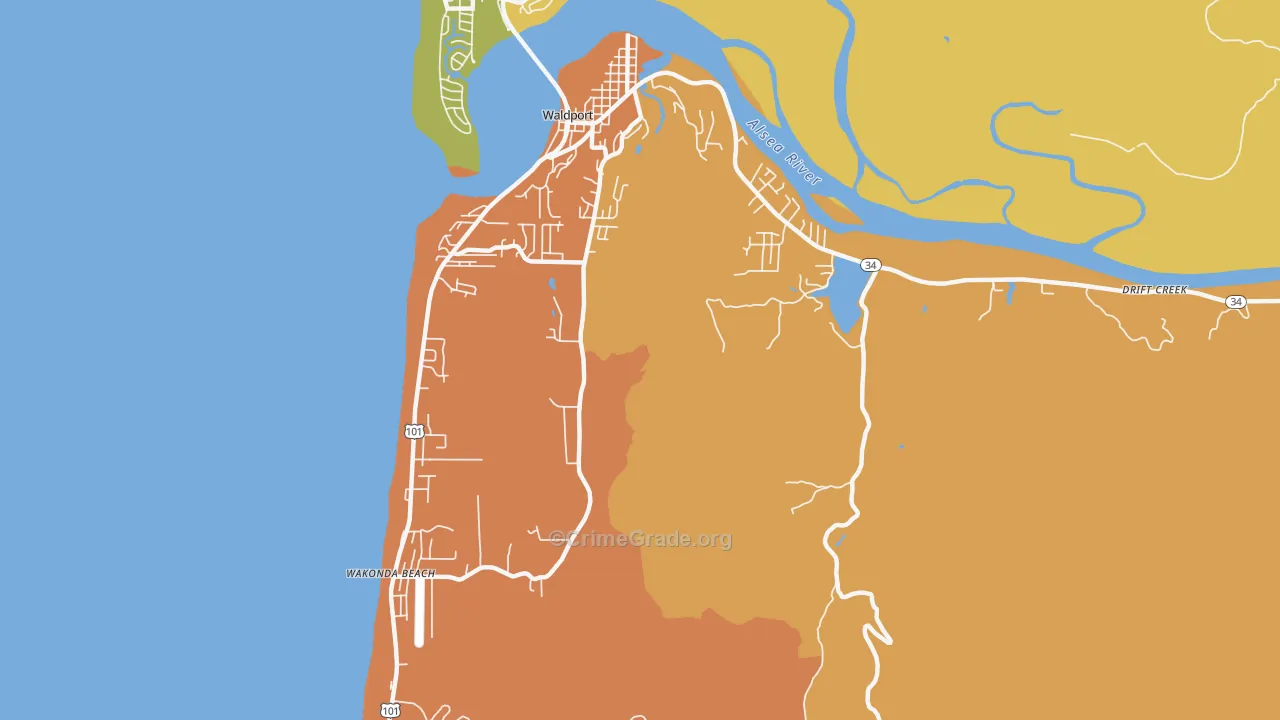Wakonda Beach, OR Map of Vandalism Rates