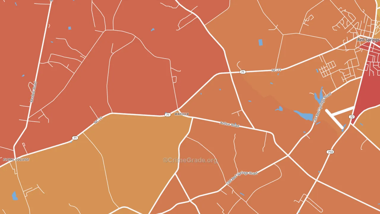 Wakulla, NC Map of Vandalism Rates