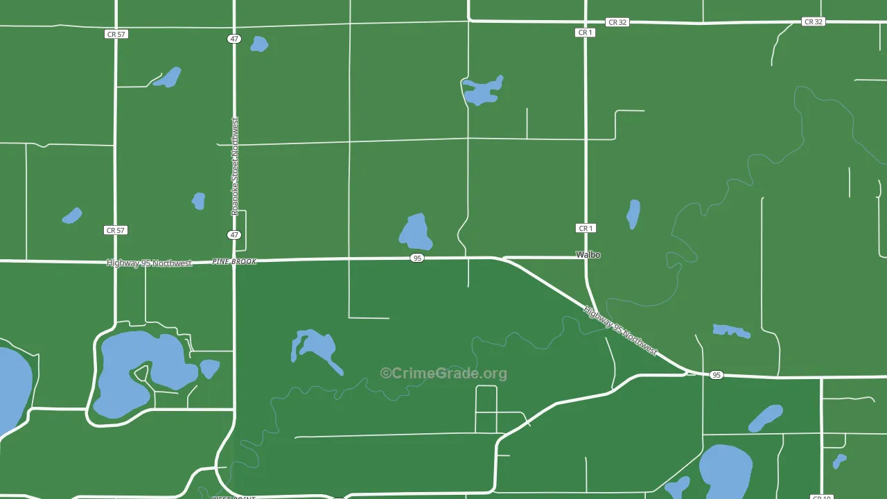 Walbo, MN Map of Vandalism Rates