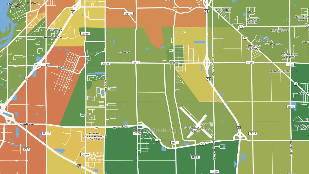 Walbridge, OH Map of Vandalism Rates
