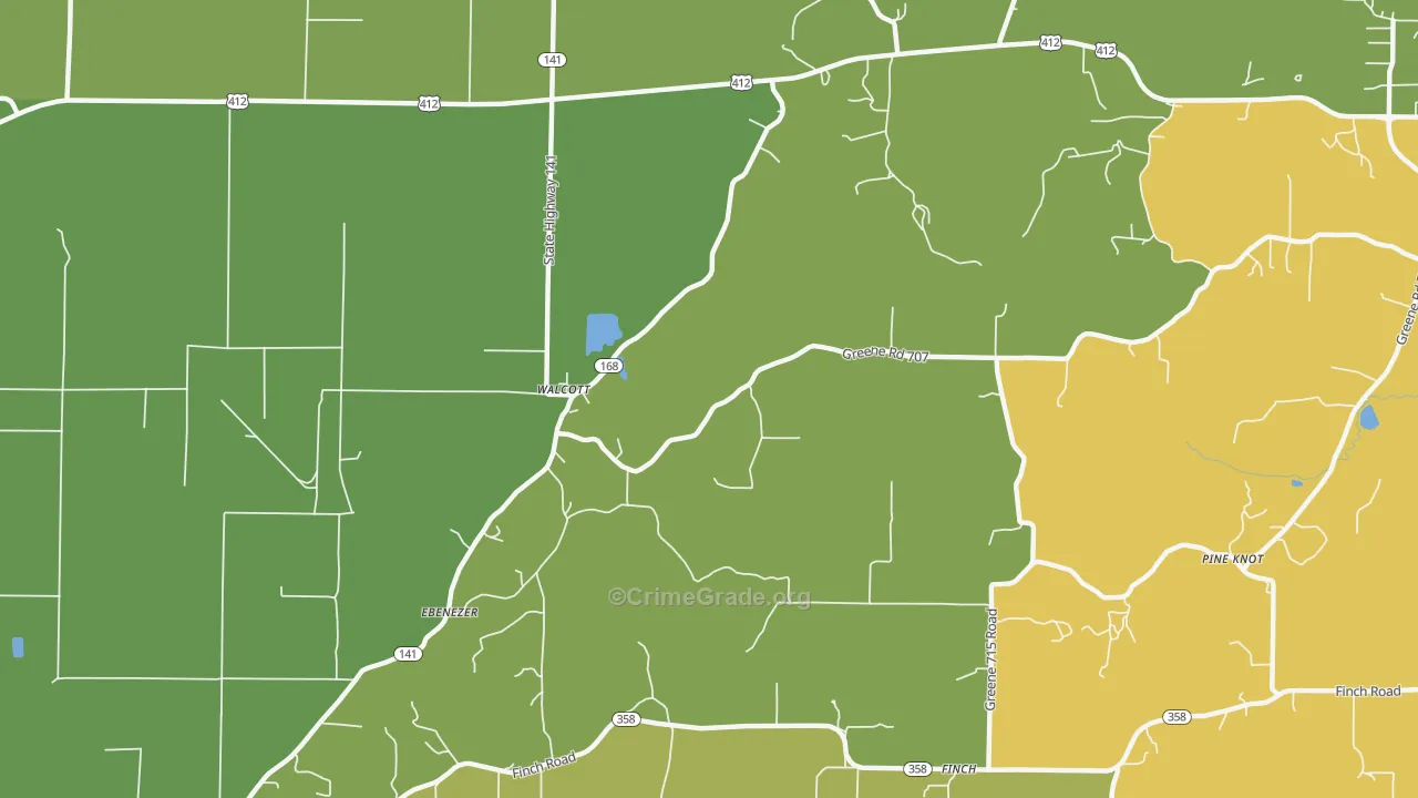 Walcott, AR Map of Vandalism Rates