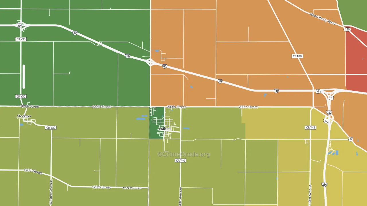 Walcott, IA Map of Vandalism Rates