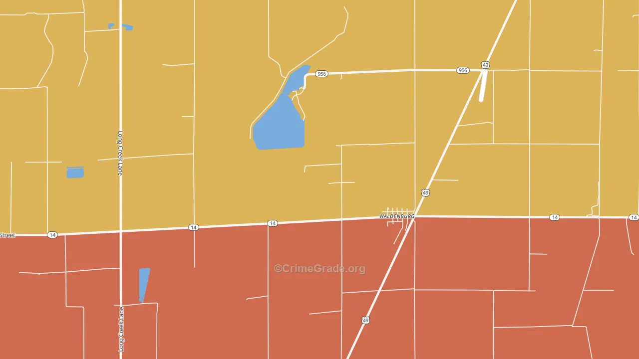 Waldenburg, AR Map of Vandalism Rates