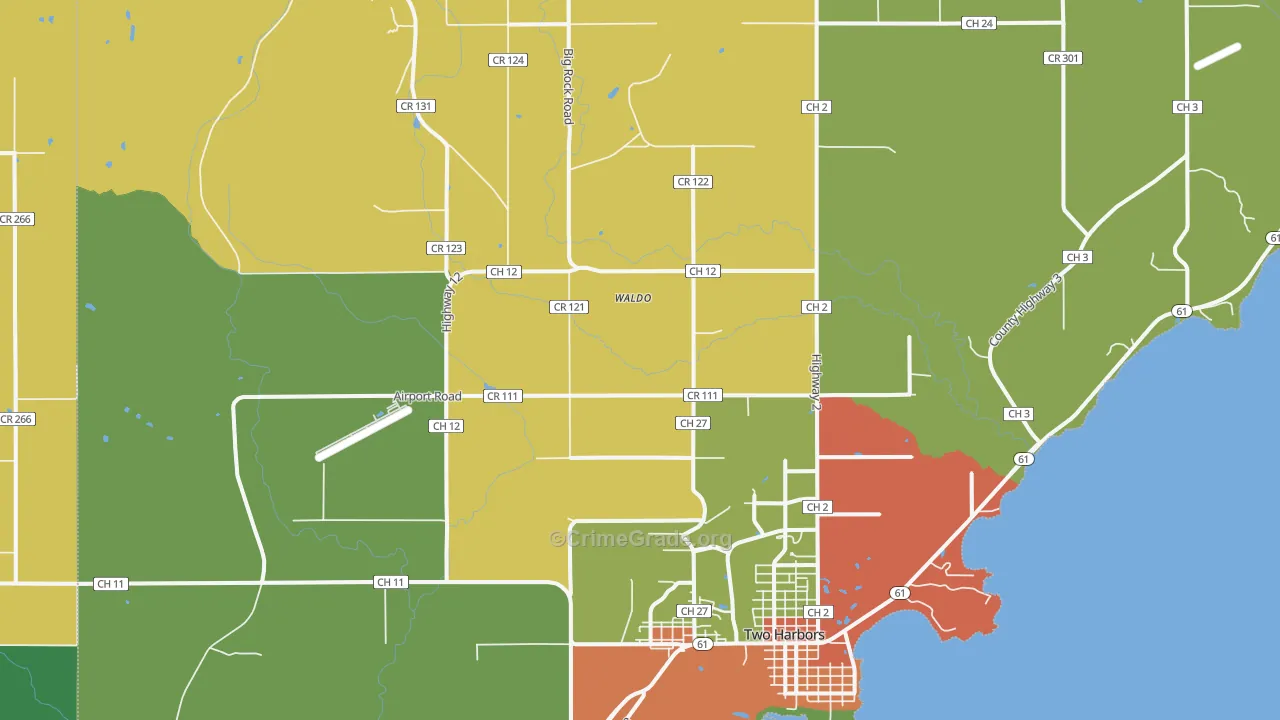Waldo, MN Map of Vandalism Rates