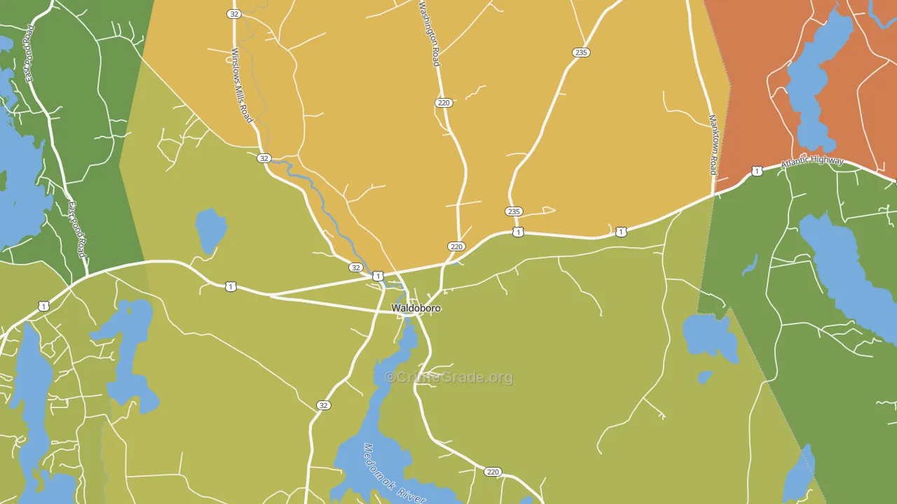 Waldoboro, ME Map of Vandalism Rates