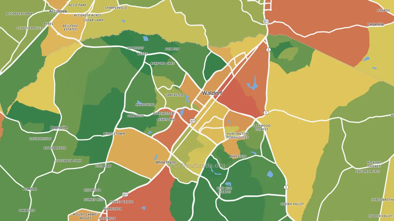 Waldorf, MD Map of Vandalism Rates