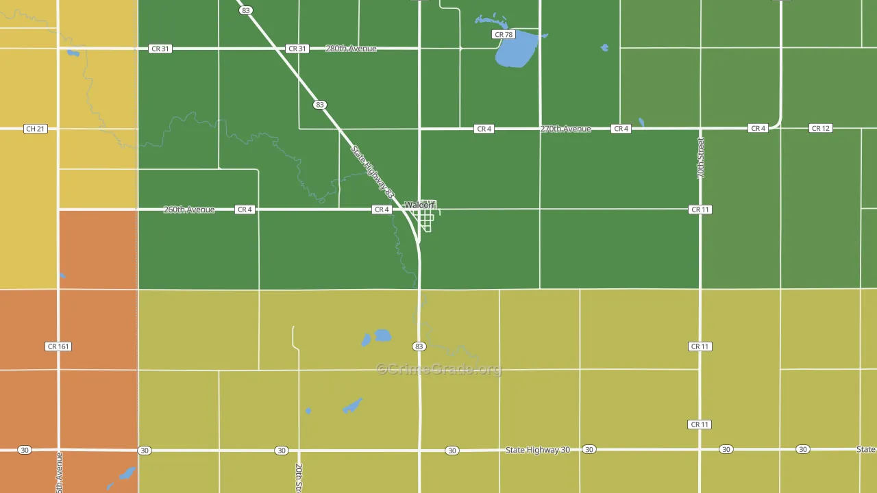 Waldorf, MN Map of Vandalism Rates