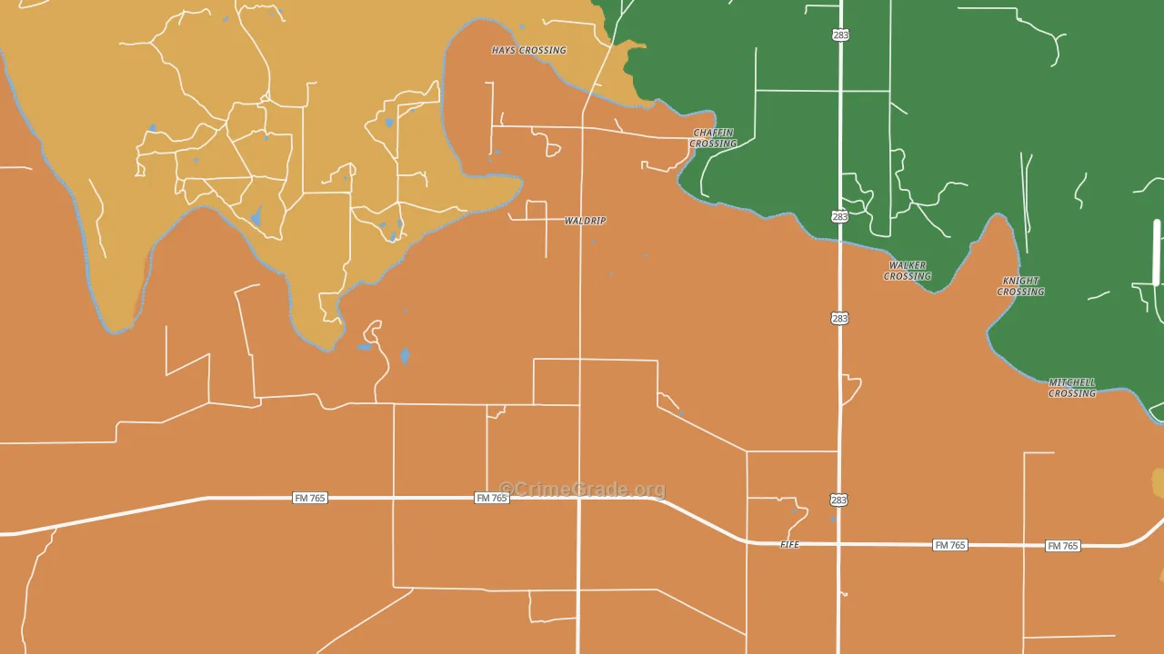 Waldrip, TX Map of Vandalism Rates