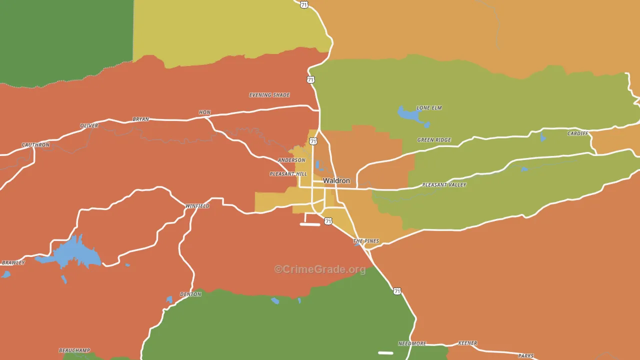 Waldron, AR Map of Vandalism Rates