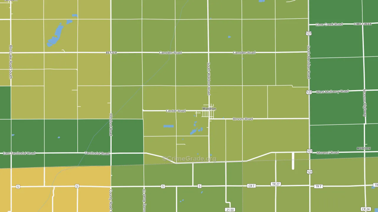 Waldron, MI Map of Vandalism Rates