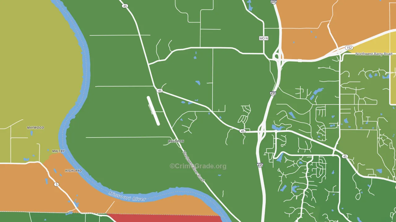 Waldron, MO Map of Vandalism Rates