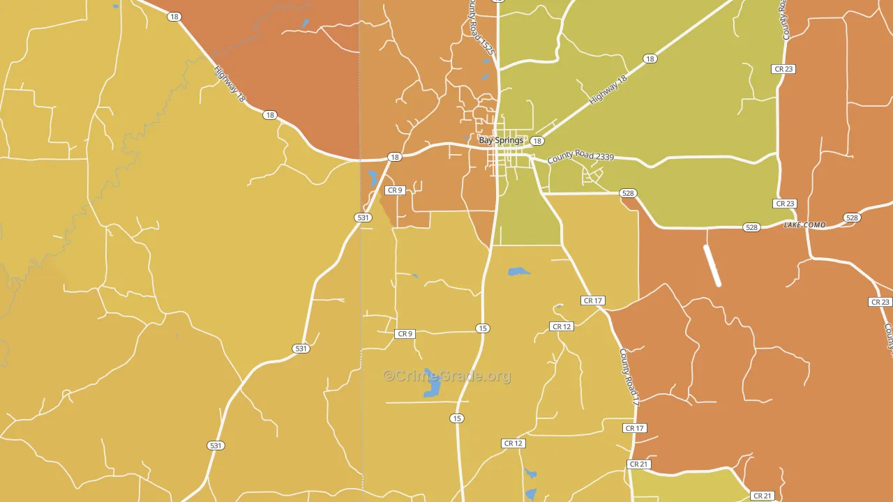 Waldrup, MS Map of Vandalism Rates