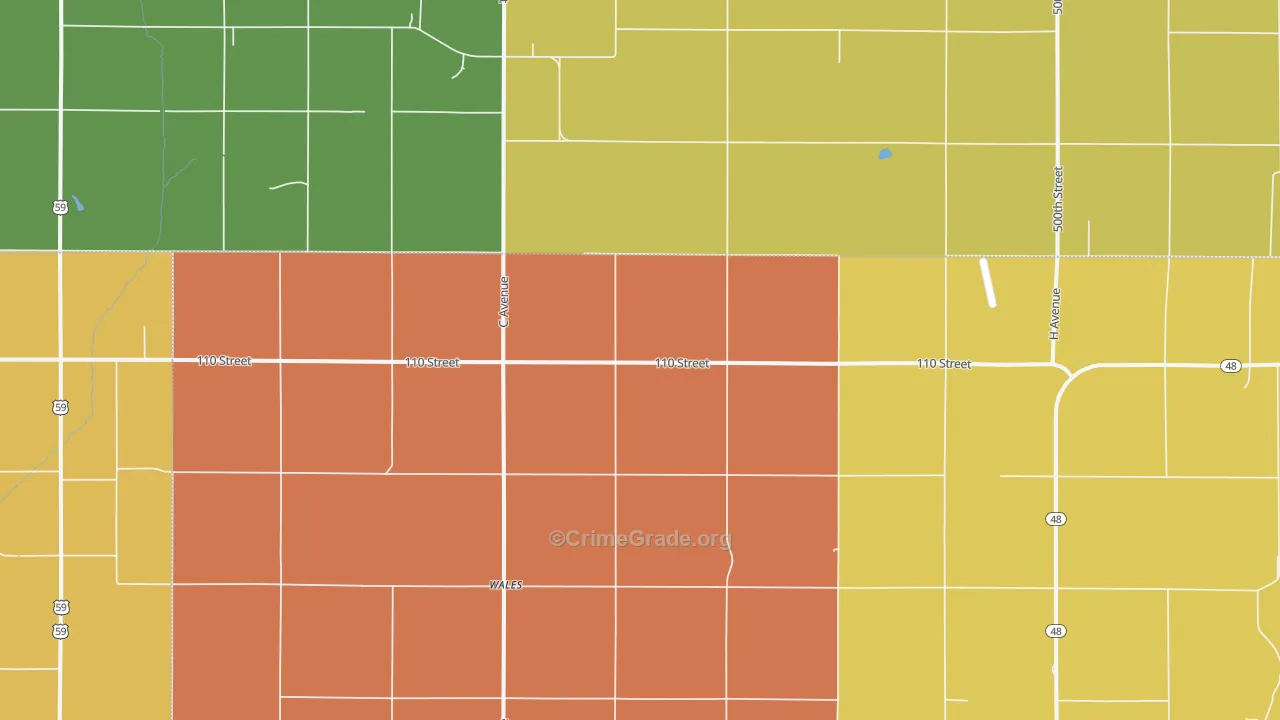 Wales, IA Map of Vandalism Rates