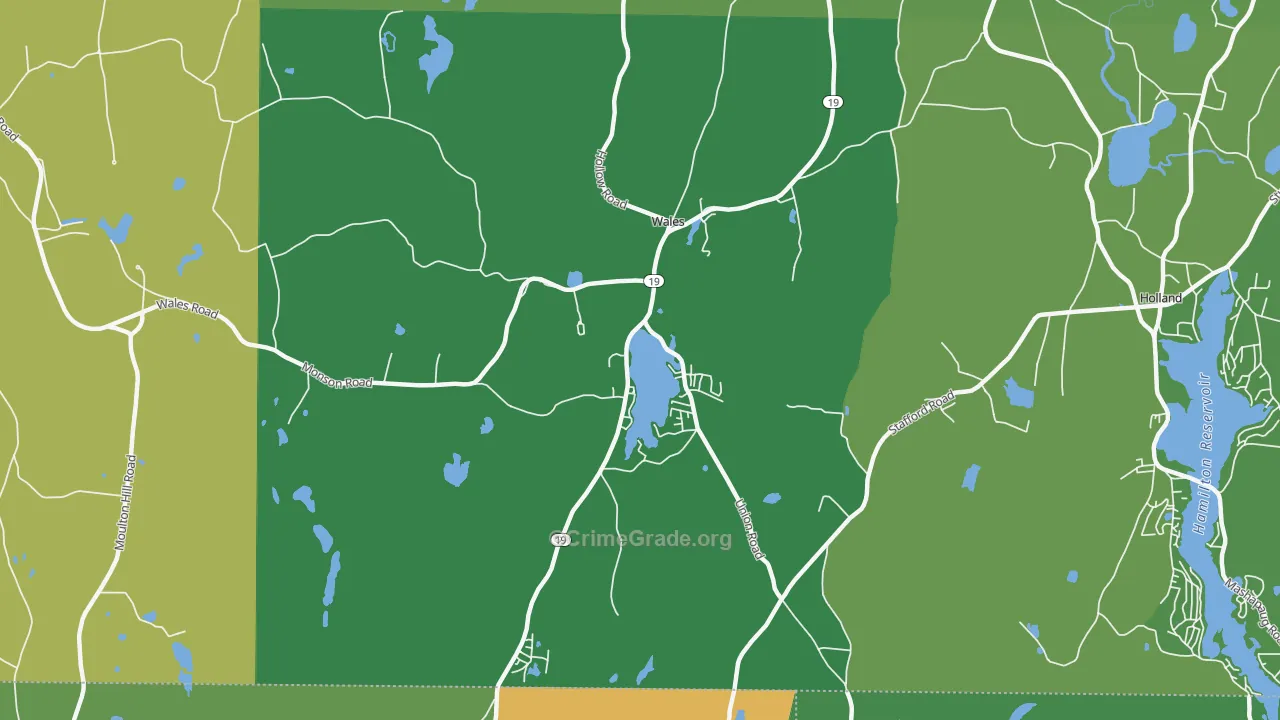 Wales, MA Map of Vandalism Rates