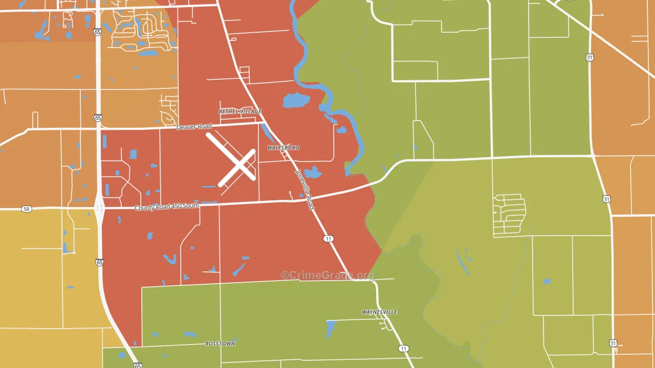 Walesboro, IN Map of Vandalism Rates