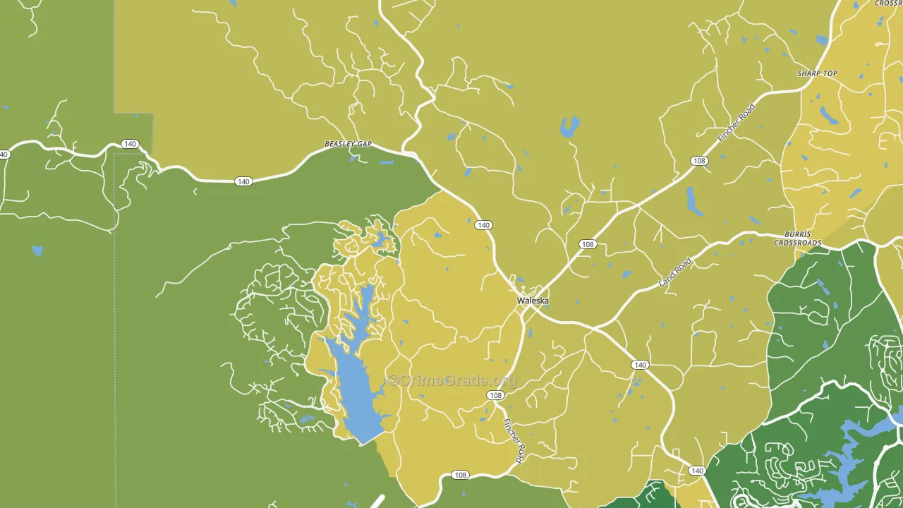 Waleska, GA Map of Vandalism Rates