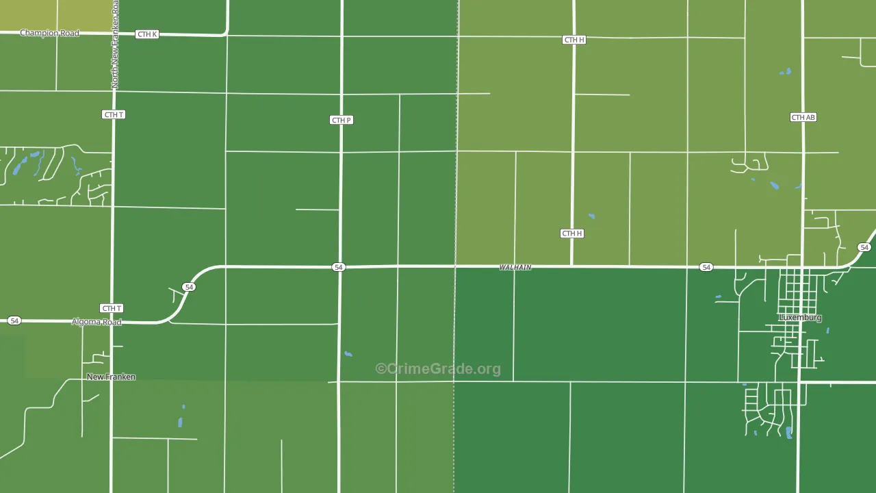 Walhain, WI Map of Vandalism Rates