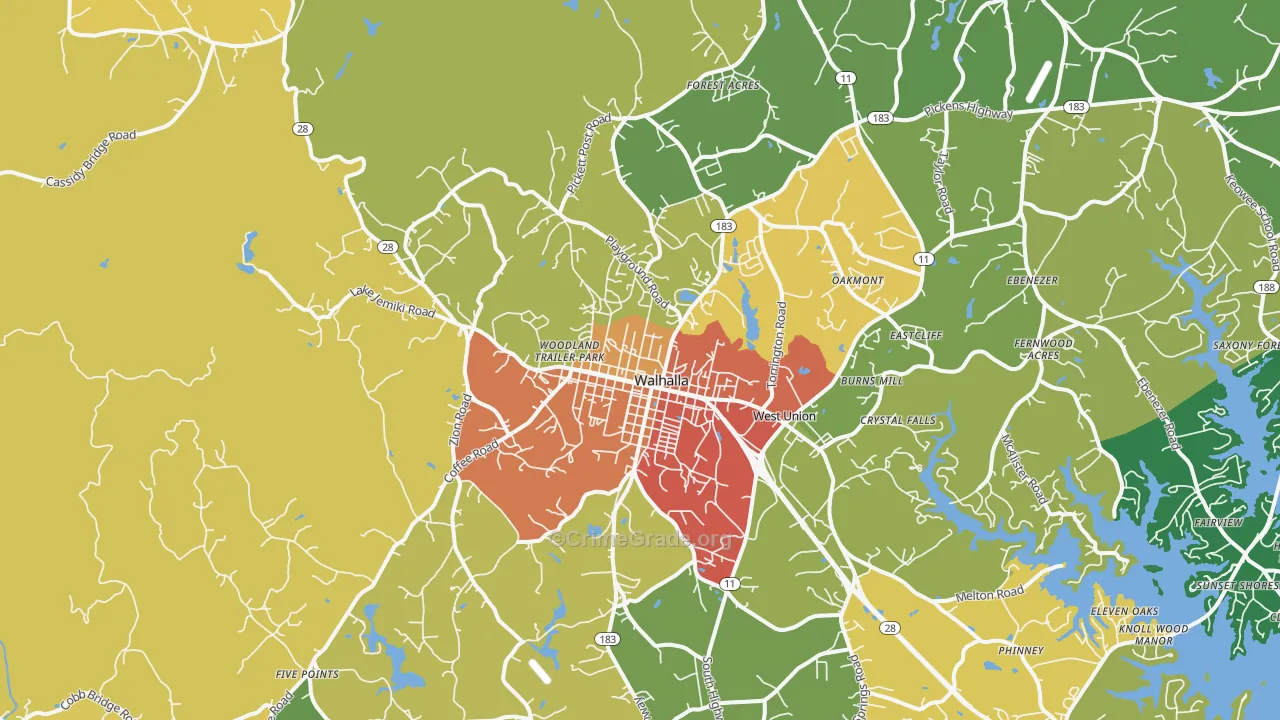 Walhalla, SC Map of Vandalism Rates