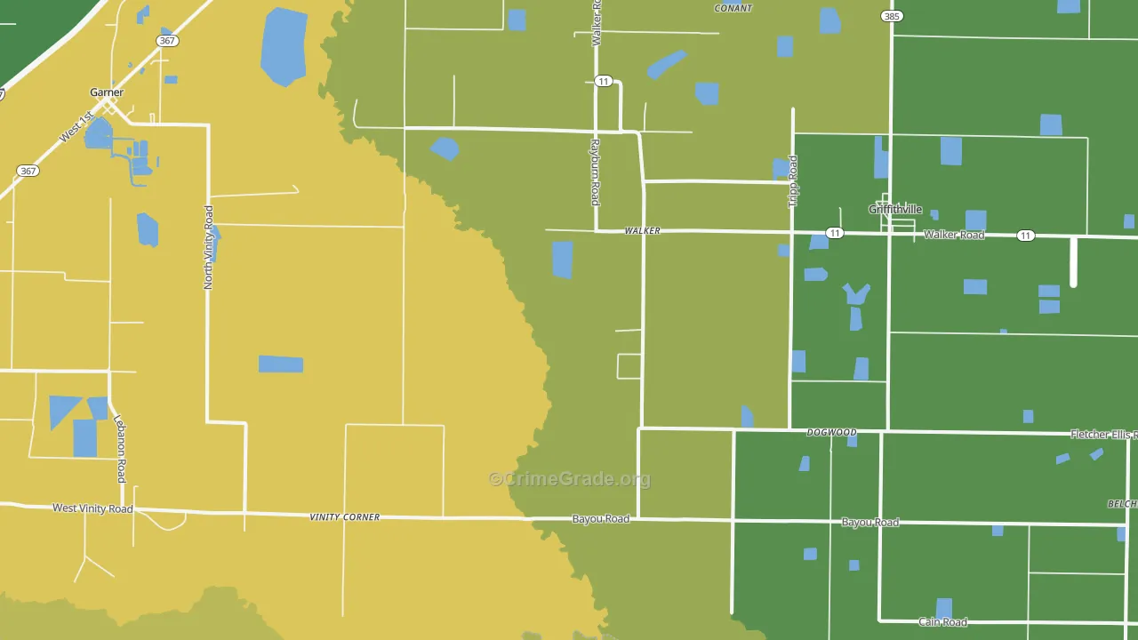 Walker, AR Map of Vandalism Rates