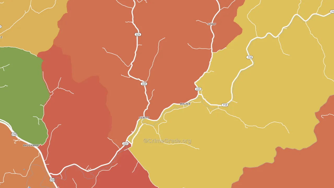 Walker, KY Map of Vandalism Rates