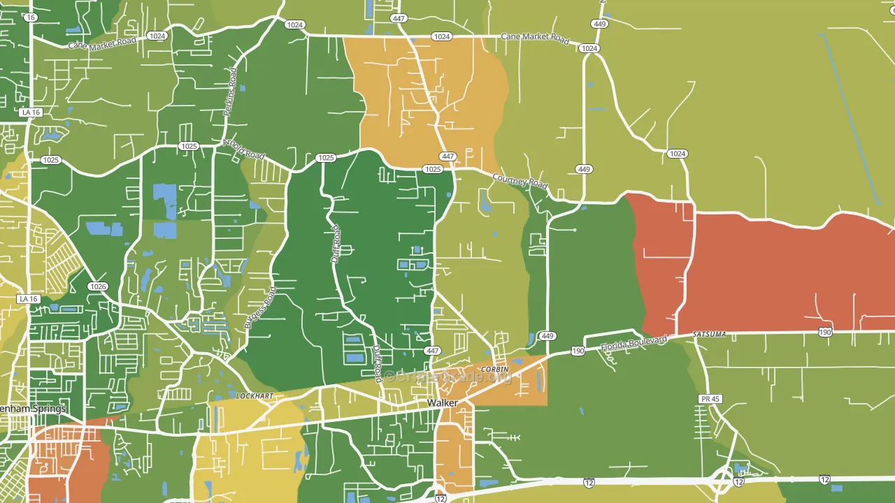 Walker, LA Map of Vandalism Rates