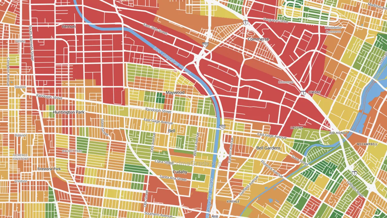 Walker, Maywood, CA Map of Vandalism Rates