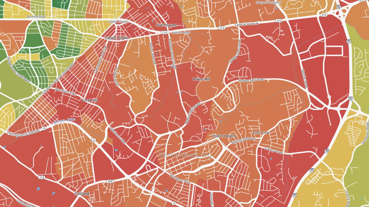 Walker Mill, District Heights, MD Map of Vandalism Rates