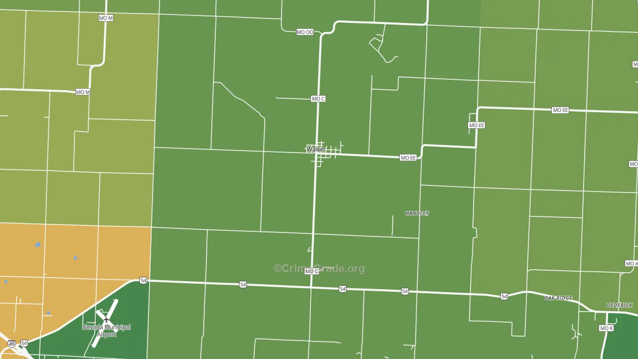Walker, MO Map of Vandalism Rates