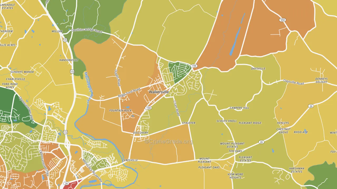 Walkersville, MD Map of Vandalism Rates