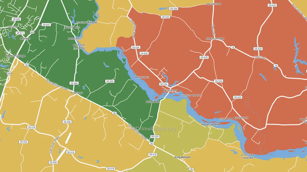 Walkerton, VA Map of Vandalism Rates