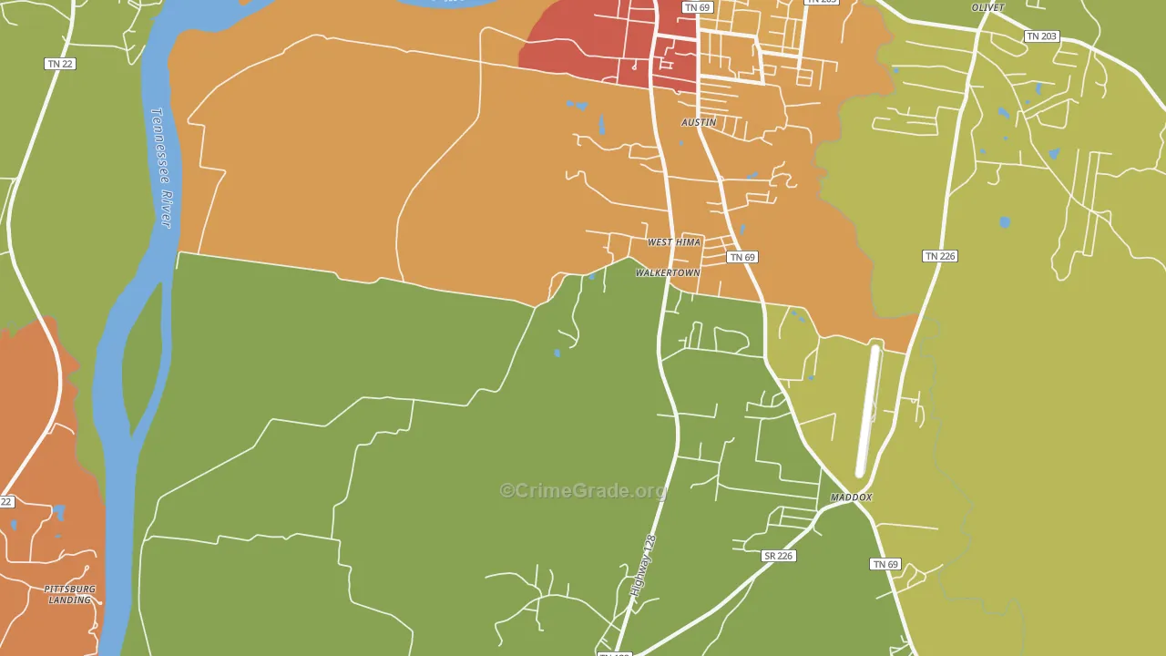 Walkertown, TN Map of Vandalism Rates