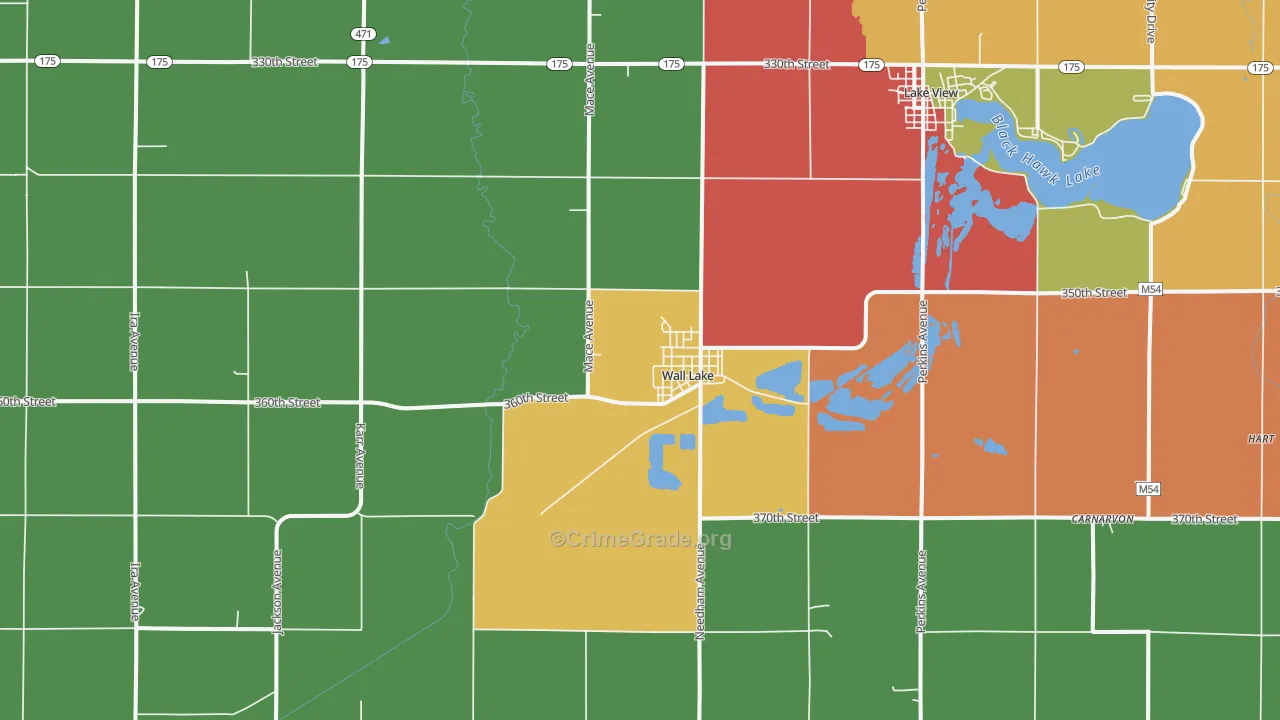 Wall Lake, IA Map of Vandalism Rates