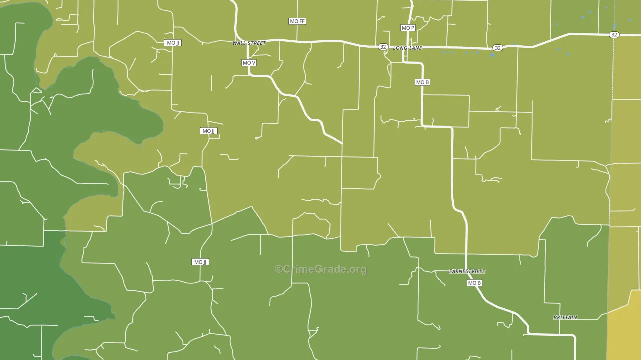 Wall Street, MO Map of Vandalism Rates