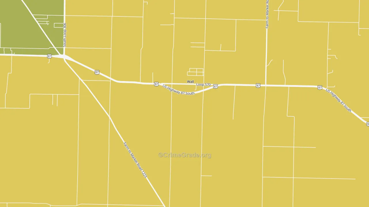 Wall, TX Map of Vandalism Rates