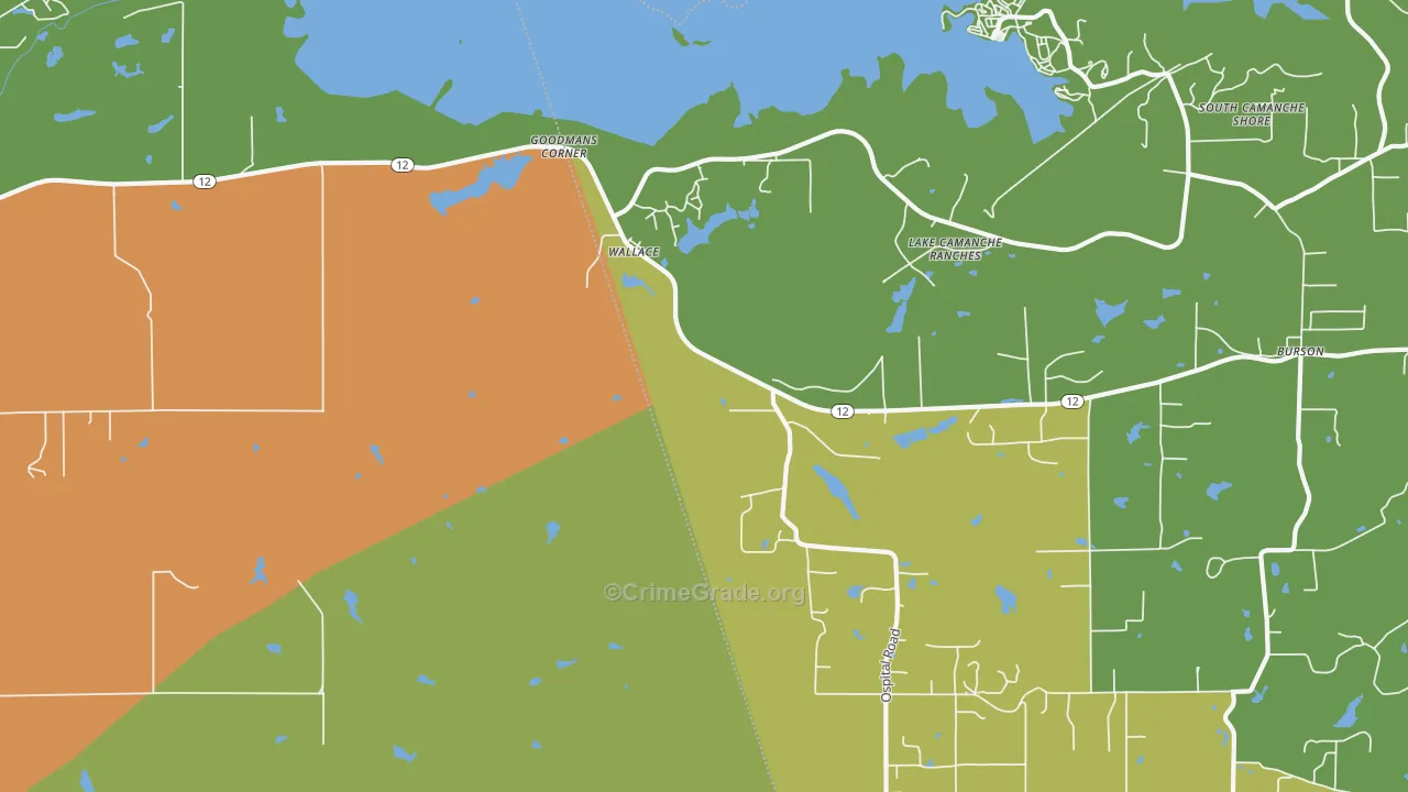 Wallace, CA Map of Vandalism Rates
