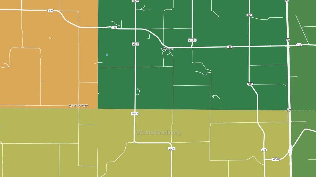 Wallace, MO Map of Vandalism Rates