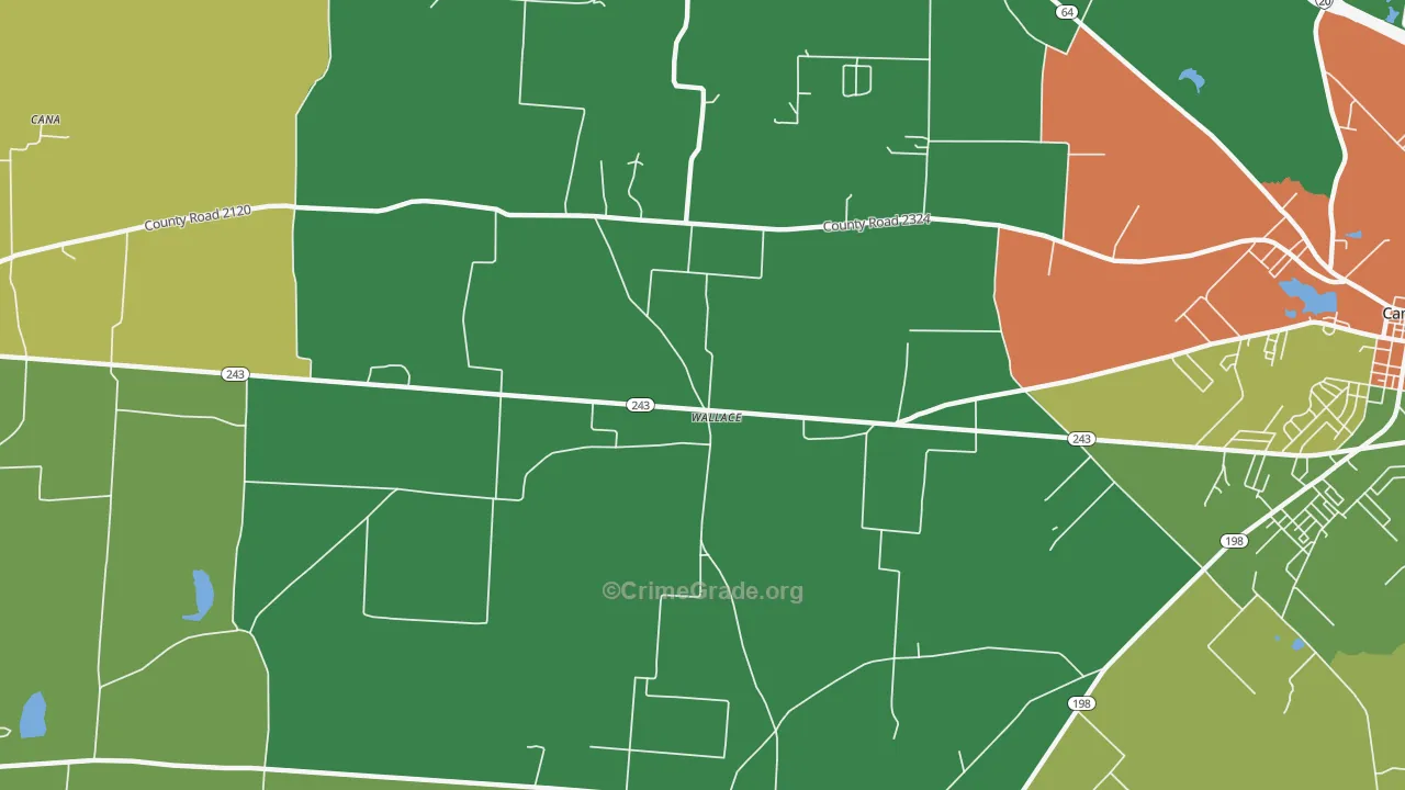 Wallace, TX Map of Vandalism Rates