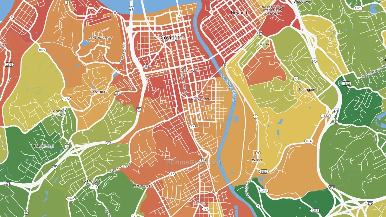 Wallace Woods, Covington, KY Map of Vandalism Rates