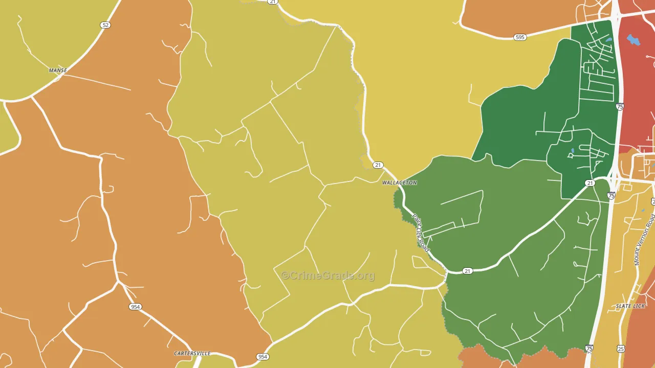 Wallaceton, KY Map of Vandalism Rates