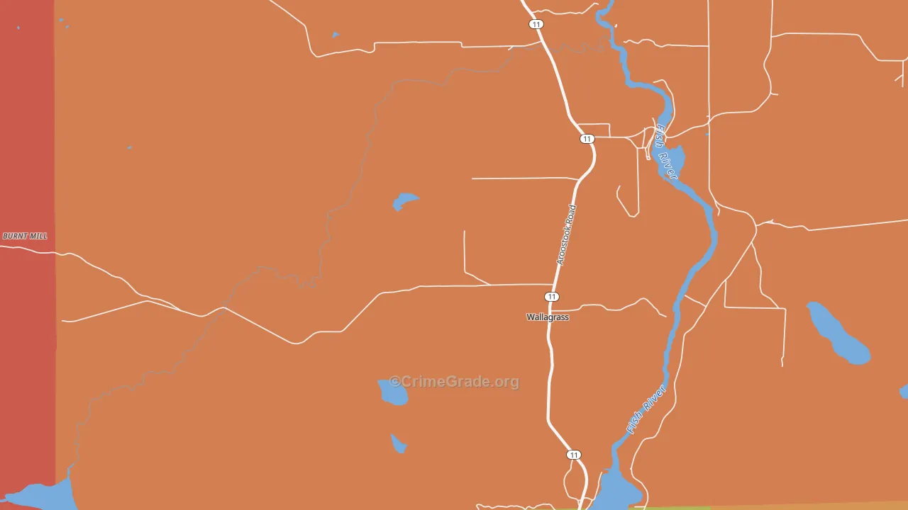 Wallagrass, ME Map of Vandalism Rates