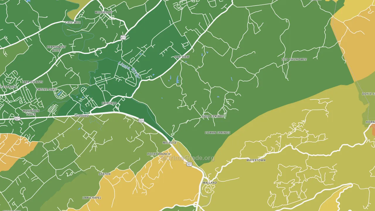 Walland, TN Map of Vandalism Rates