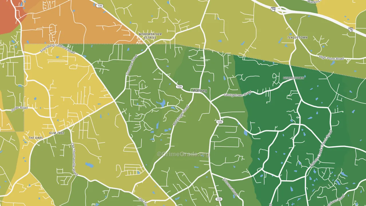 Wallburg, NC Map of Vandalism Rates