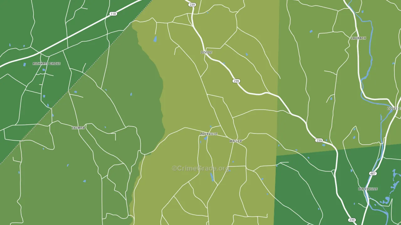 Waller, PA Map of Vandalism Rates
