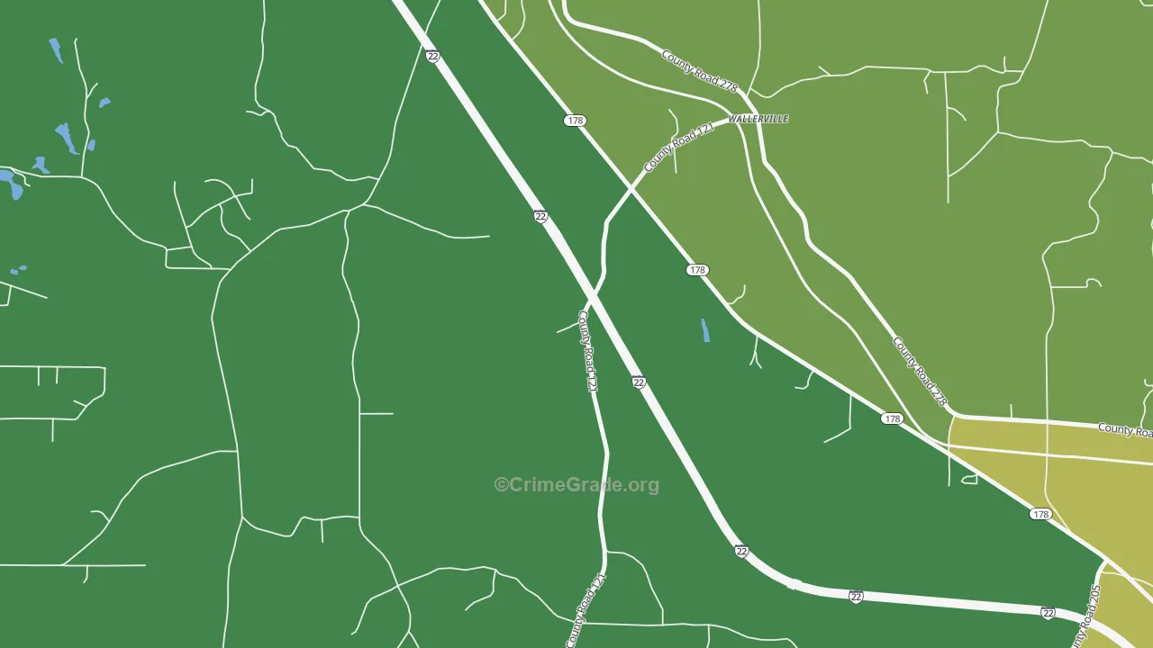Wallerville, MS Map of Vandalism Rates