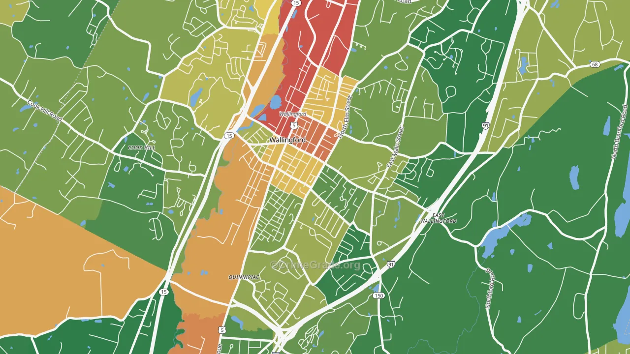 Wallingford Center, CT Map of Vandalism Rates