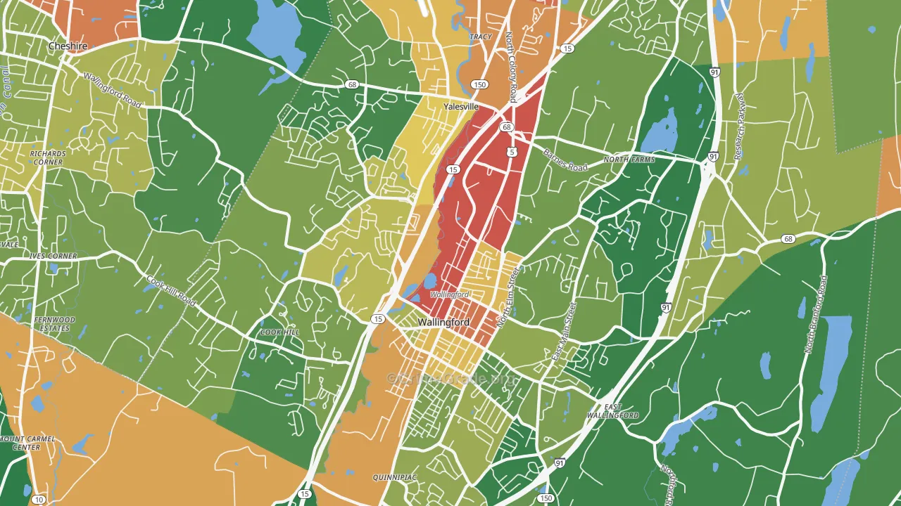 Wallingford, CT Map of Vandalism Rates