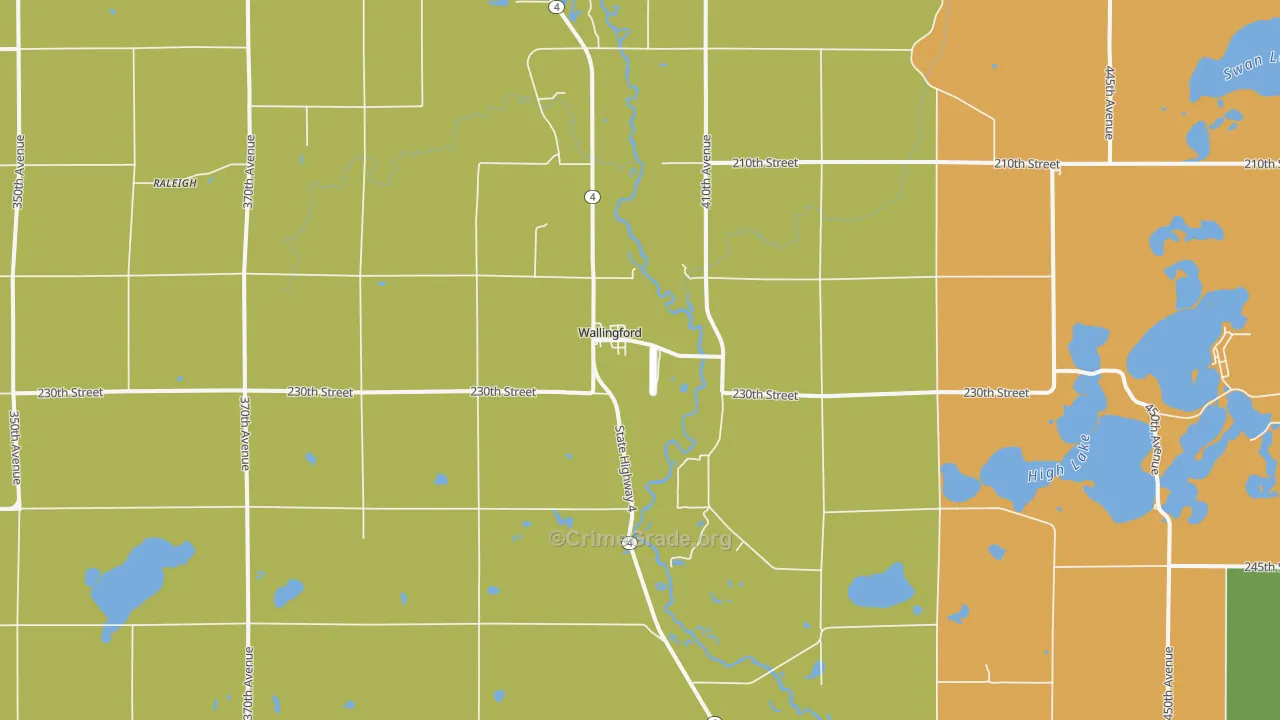 Wallingford, IA Map of Vandalism Rates