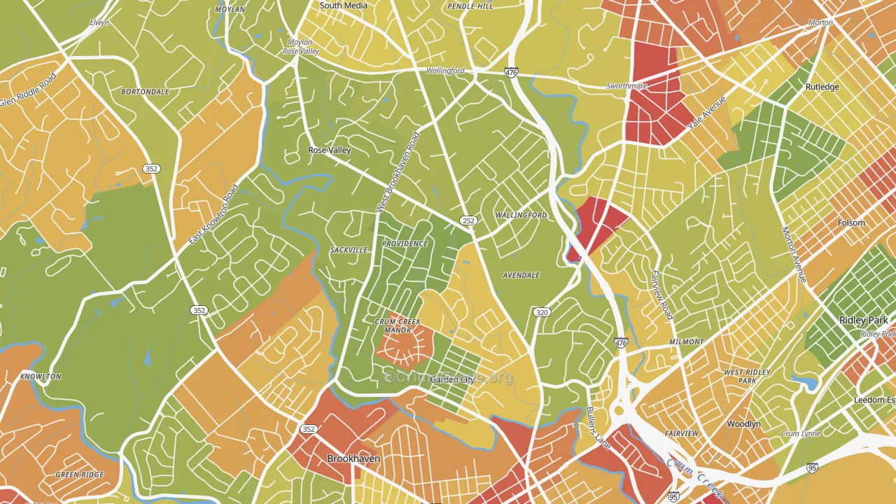 Wallingford, PA Map of Vandalism Rates