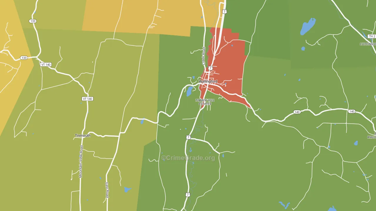 Wallingford, VT Map of Vandalism Rates
